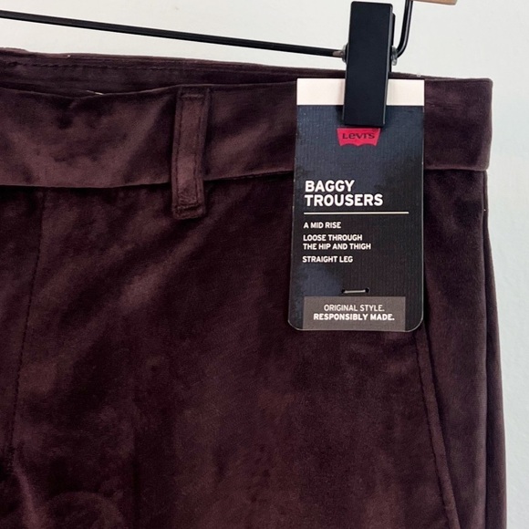 NWT Levi’s Velvet Baggy Trousers in Chocolate Brown/Plum - Picture 4 of 10